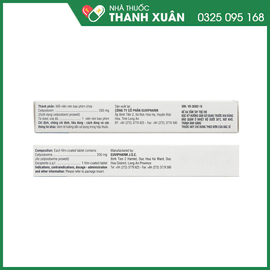 Cefpodoxim 200 mg thuốc kháng sinh điều trị nhiễm khuẩn hô hấp, da&amp;mô, viêm tai giữa, nhiễm khuẩn tiết niệu